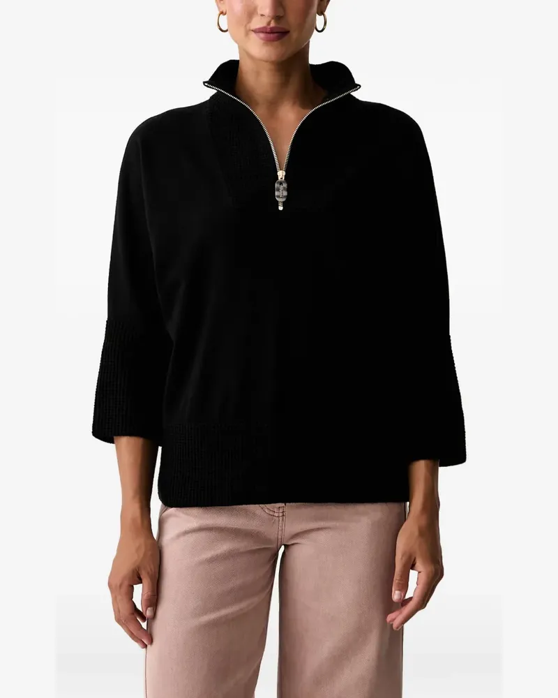 Joseph Ribkoff quarter-zip waffle-knit sweater - Schwarz Schwarz