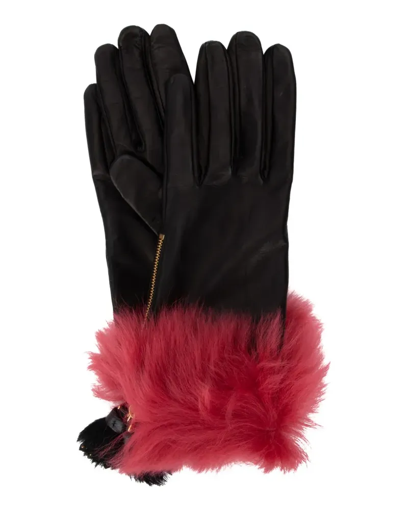 Prada Handschuhe mit Pelzbesatz - Schwarz Schwarz