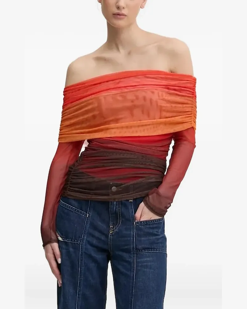 Never Fully Dressed Drapiertes Ombré-Oberteil - Orange Orange
