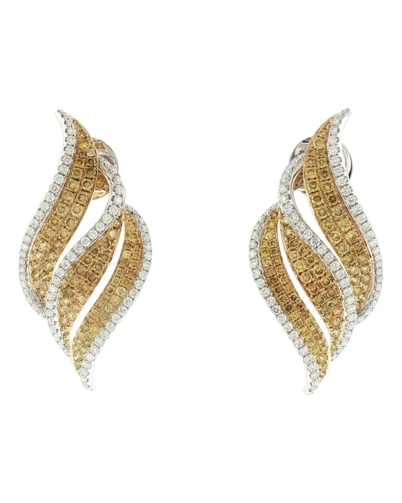 HYT Jewelry Ohrringe mit Diamant-Blattmotiv - Silber Silber