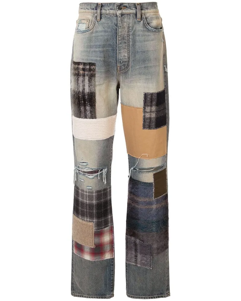 Amiri Gerade Jeans im Patchwork-Look - Blau Blau