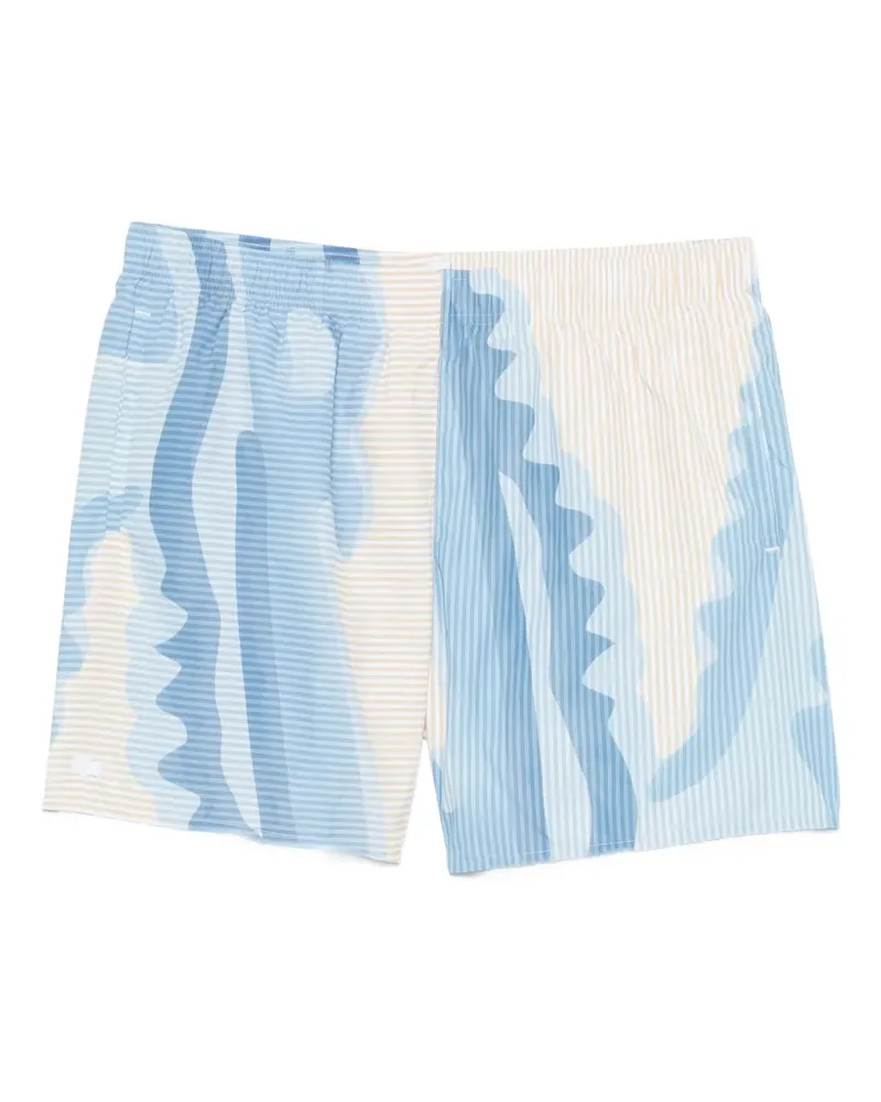 Lacoste striped graphic-print swim shorts - Blau Blau