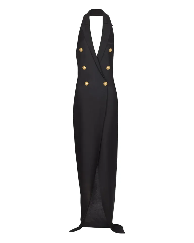 Balmain Maxikleid mit Neckholder - Schwarz Schwarz
