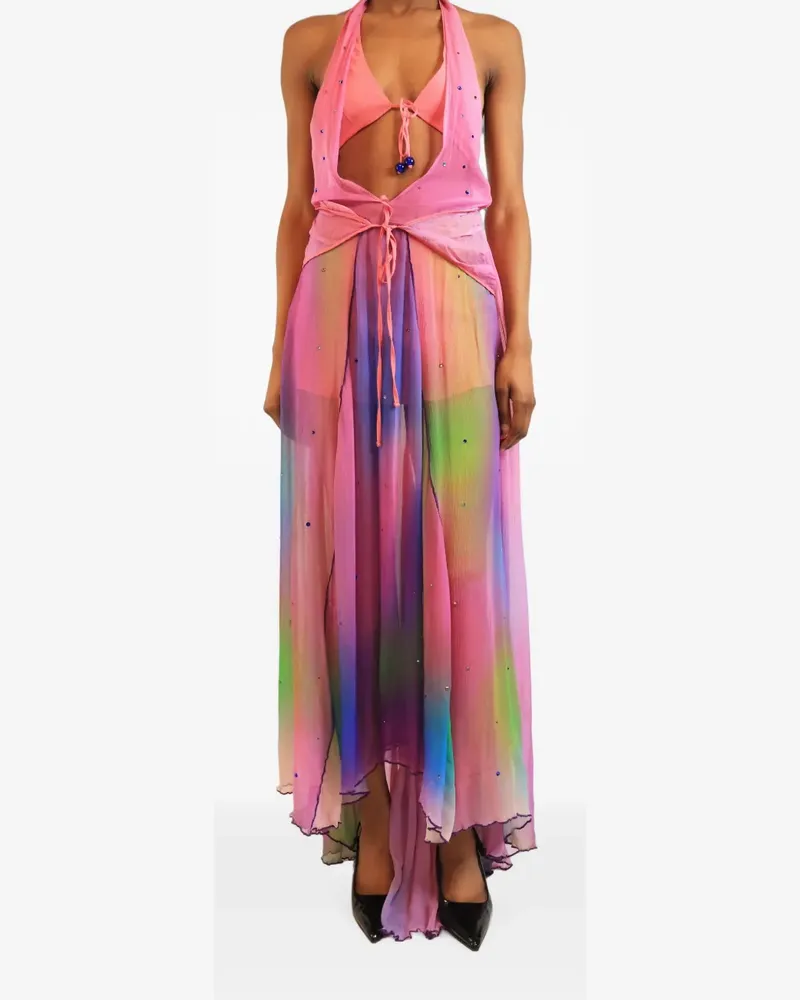 SIEDRES crystal-embellished multicolour maxi dress - Rosa Rosa