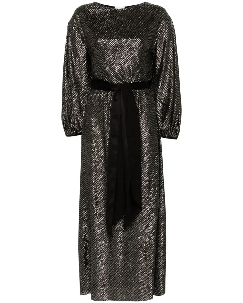 forte_forte Maxikleid mit Hahnentrittmuster - Schwarz Schwarz