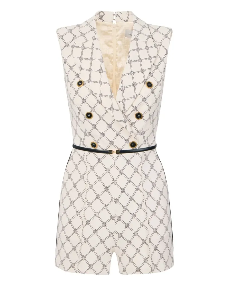 Elisabetta Franchi Doppelreihiger Jumpsuit mit Print - Nude Nude