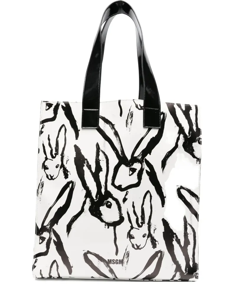 MSGM Shopper mit Hasen-Print - Weiß Weiß