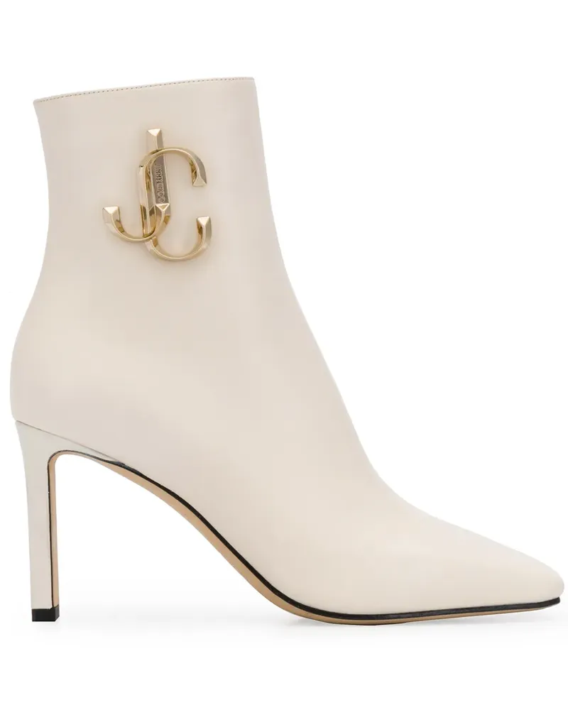 Jimmy Choo logo plaque booties - Weiß Weiß