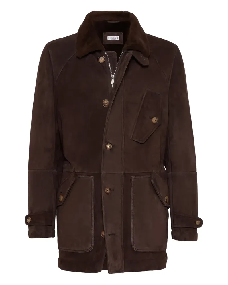 Brunello Cucinelli Einreihiger Shearling-Mantel - Braun Braun
