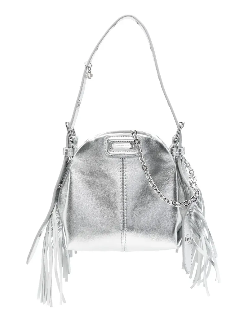 Maje Miss M Micro-Tasche im Metallic-Look - Silber Silber