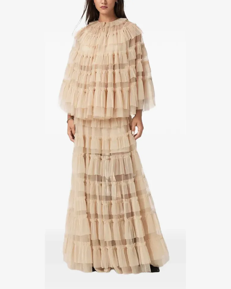 AllSaints Aude ruffled maxi skirt - Nude Nude