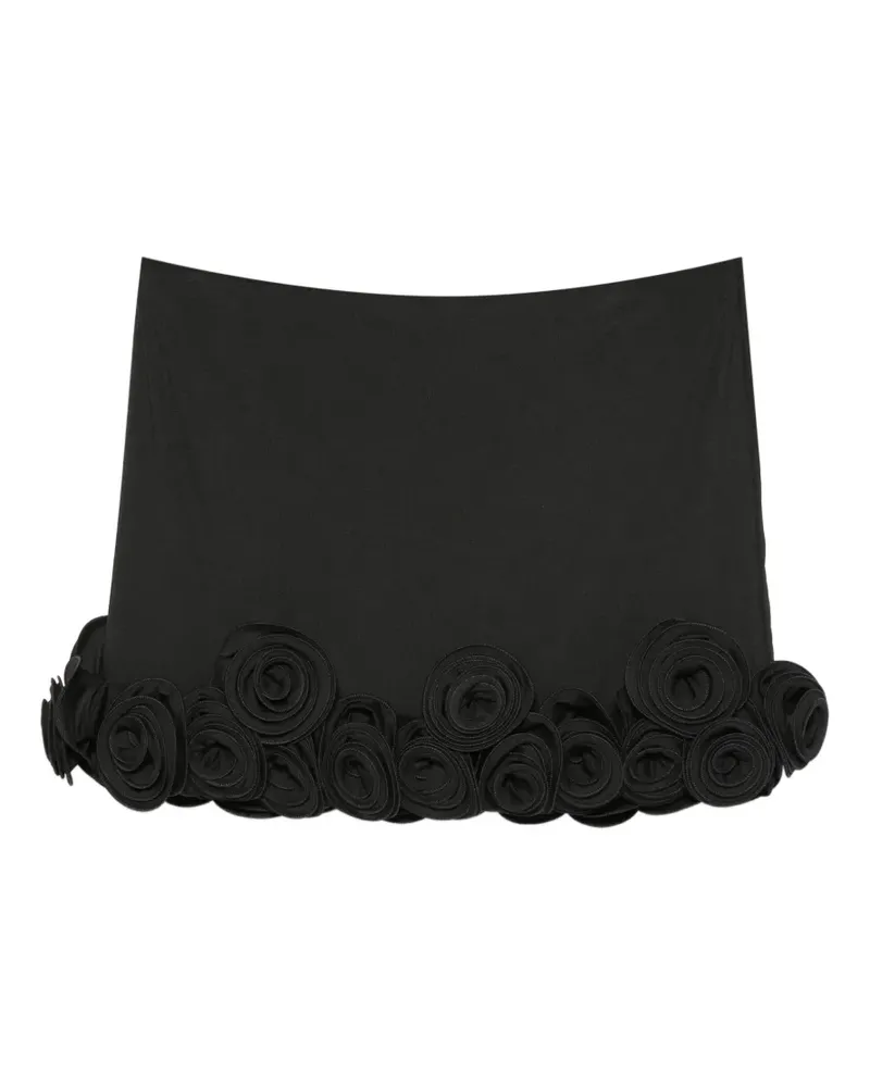 La Reveche Ivette floral-appliqué mini skirt - Schwarz Schwarz