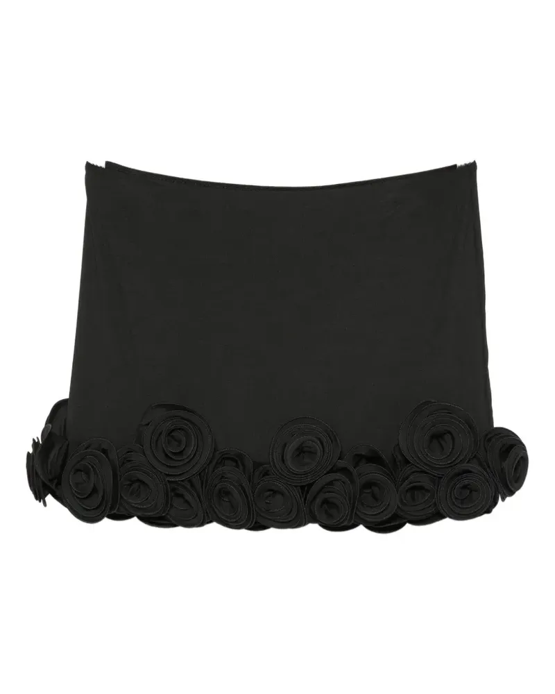 La Reveche Ivette floral-appliqué mini skirt - Schwarz Schwarz