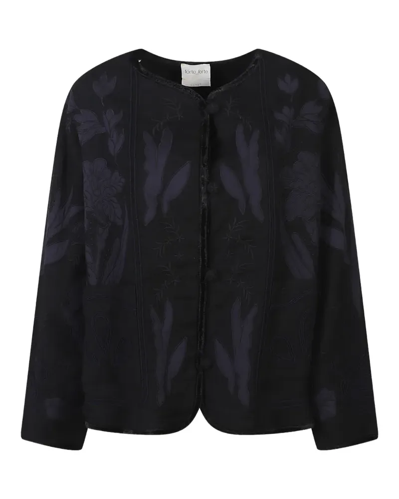 forte_forte Iris Velvet floral jacket - Schwarz Schwarz