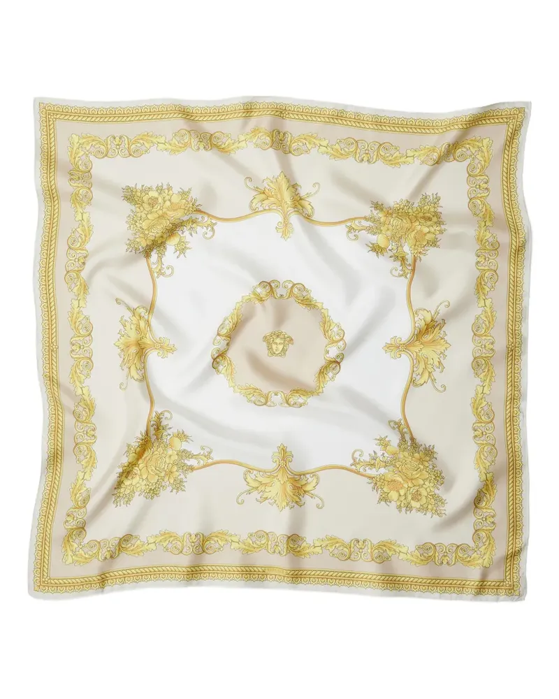 Versace Schal aus Seidentwill mit Print 90cm - Weiß Weiß