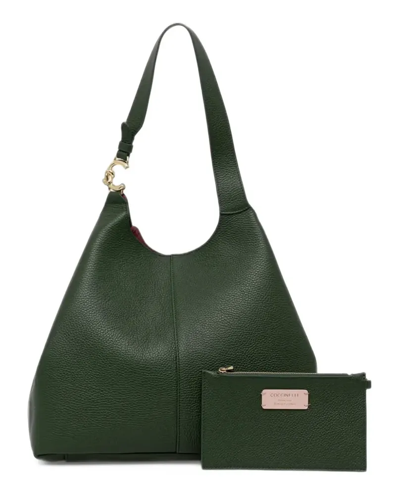 Coccinelle large C-Easy grained leather shoulder bag - Grün Grün