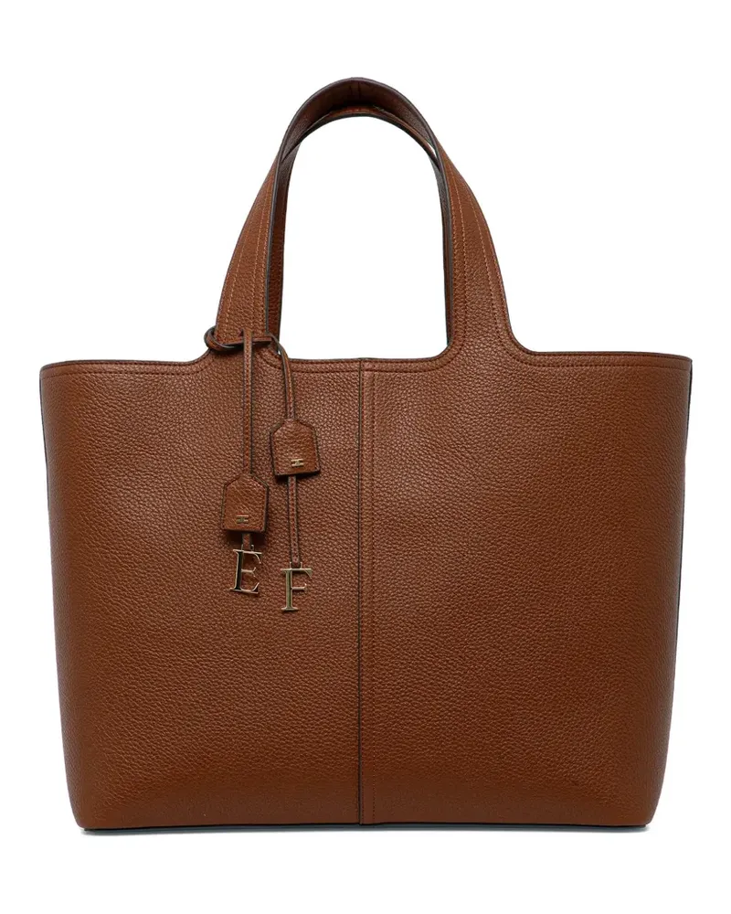 Elisabetta Franchi Tote Bag mit Logo-Anhänger - Braun Braun