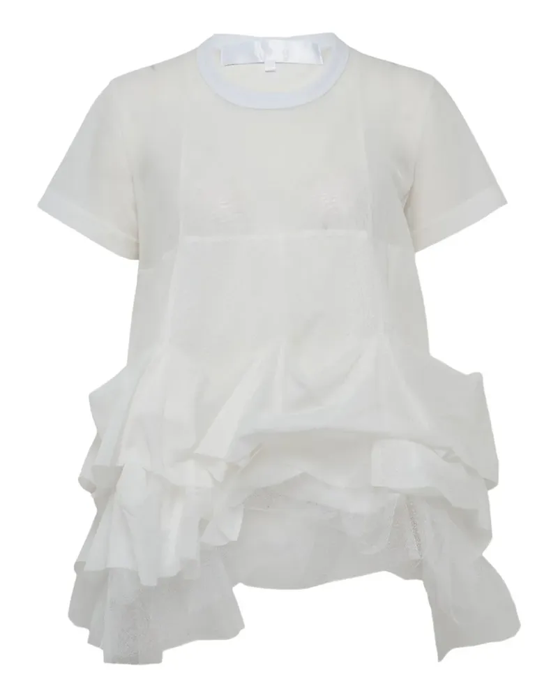 Comme des Garçons tulle-panels t-shirt - Weiß Weiß