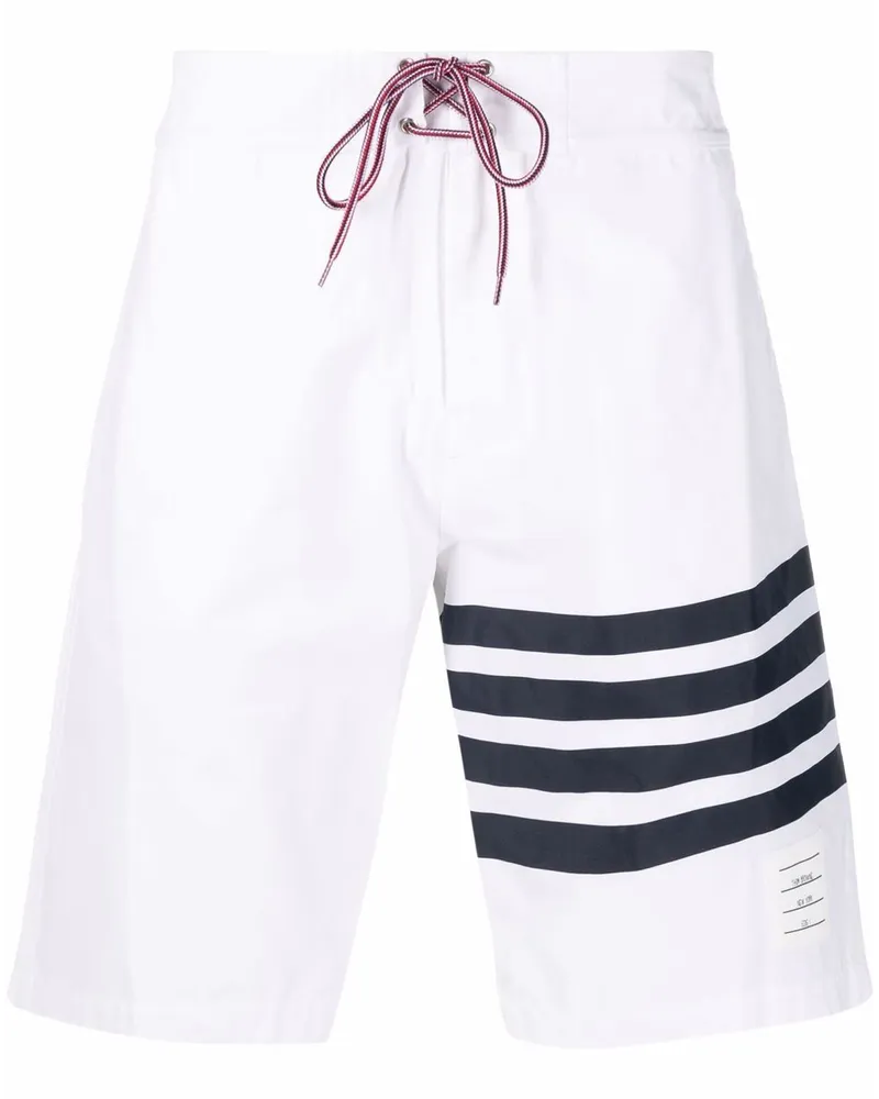 Thom Browne Badeshorts mit Streifen - Weiß Weiß