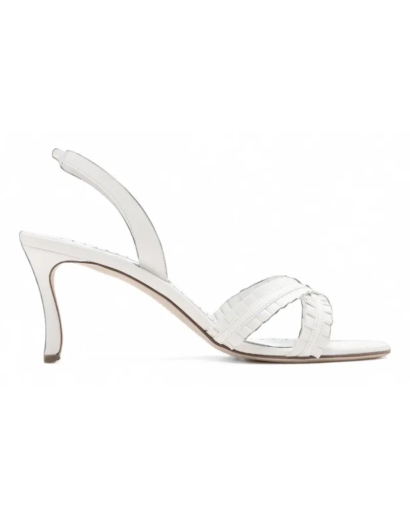 Manolo Blahnik Volusan ruffled leather sandals - Weiß Weiß