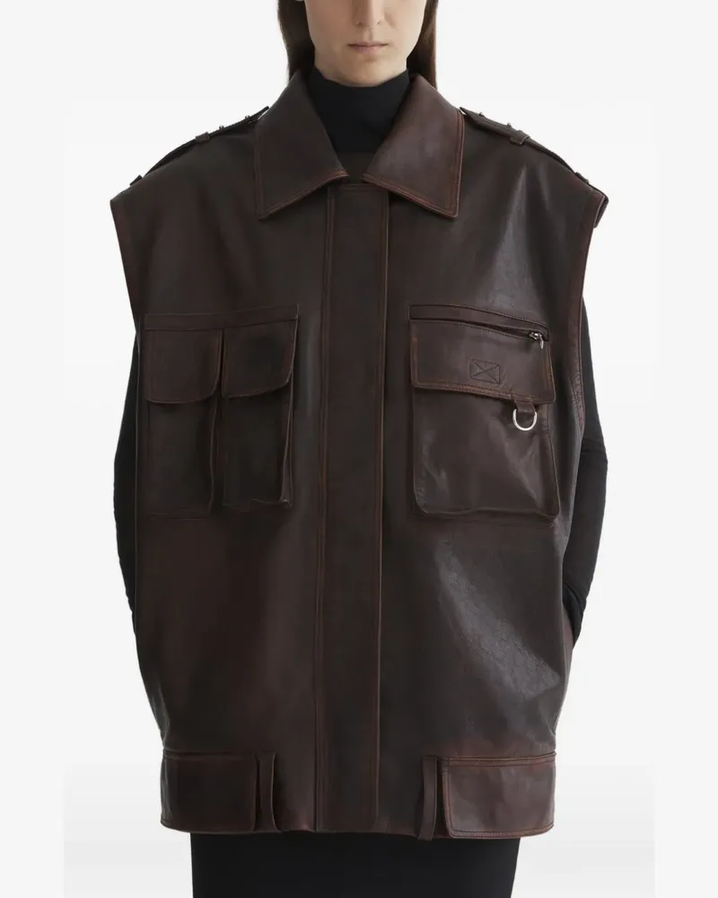 Thierry Mugler Weste im Military-Look - Braun Braun
