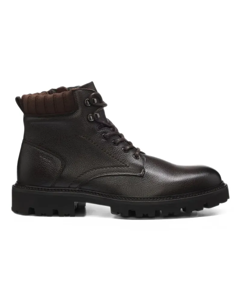 HUGO BOSS grained-leather boots - Braun Braun