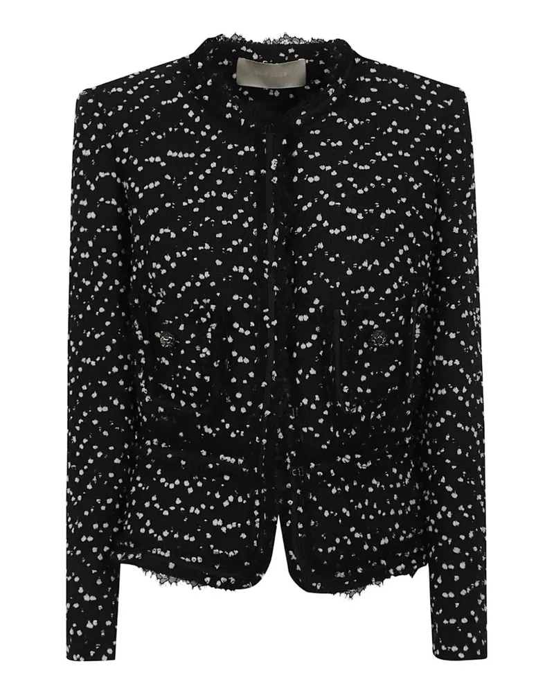 Elie Saab lace-trim tweed jacket - Schwarz Schwarz