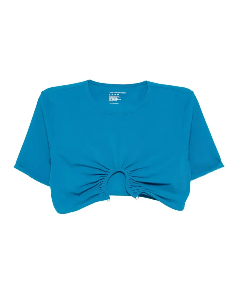 Christopher Esber pearl-embellished gathered top - Blau Blau