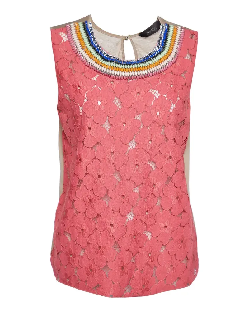 Max Mara Top mit Blumenspitze - Rosa Rosa