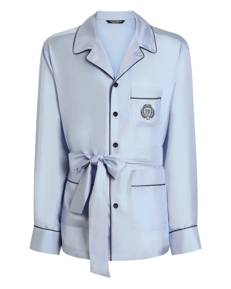 Dolce & Gabbana Gürtel-Hemd im Pyjama-Stil mit Brusttasche - Blau Blau