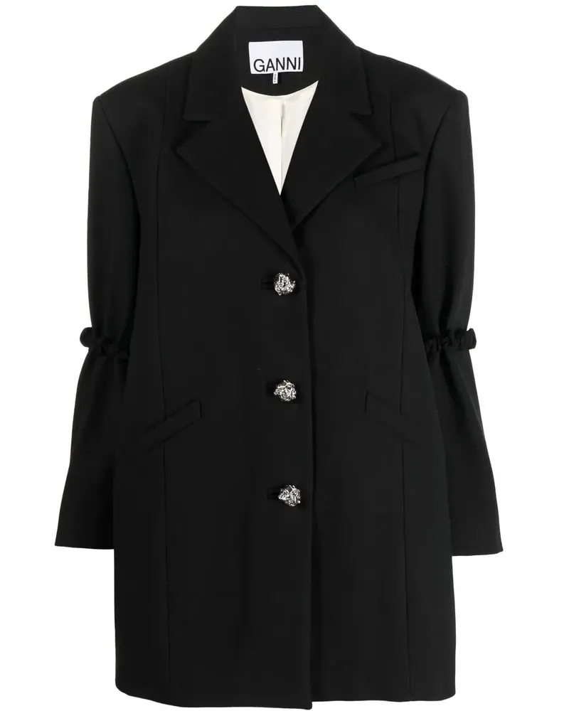 Ganni Einreihiger Oversized-Blazer - Schwarz Schwarz