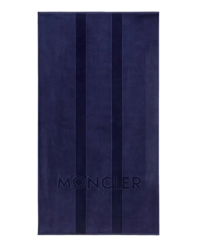 Moncler logo-embossed striped beach towel - Blau Blau