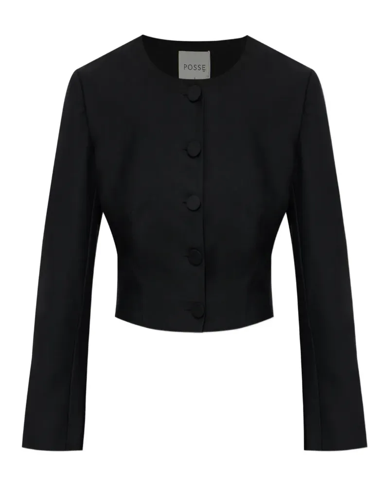 Posse Geknöpfte Elspeth Cropped-Jacke - Schwarz Schwarz