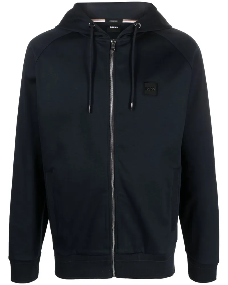HUGO BOSS Hoodie mit Logo-Patch - Blau Blau