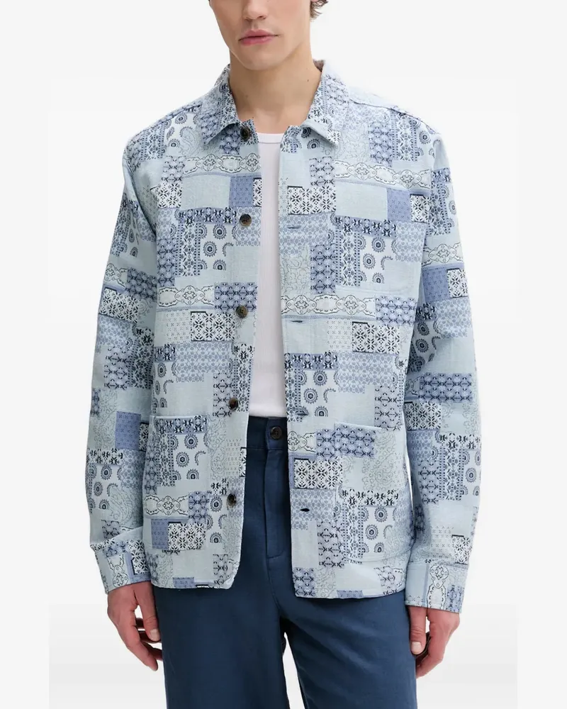 LES DEUX Geknöpfte Jacke im Patchwork-Look - Blau Blau