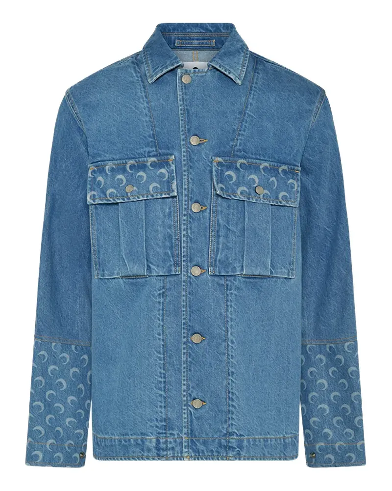 Marine Serre Moon-print denim jacket - Blau Blau