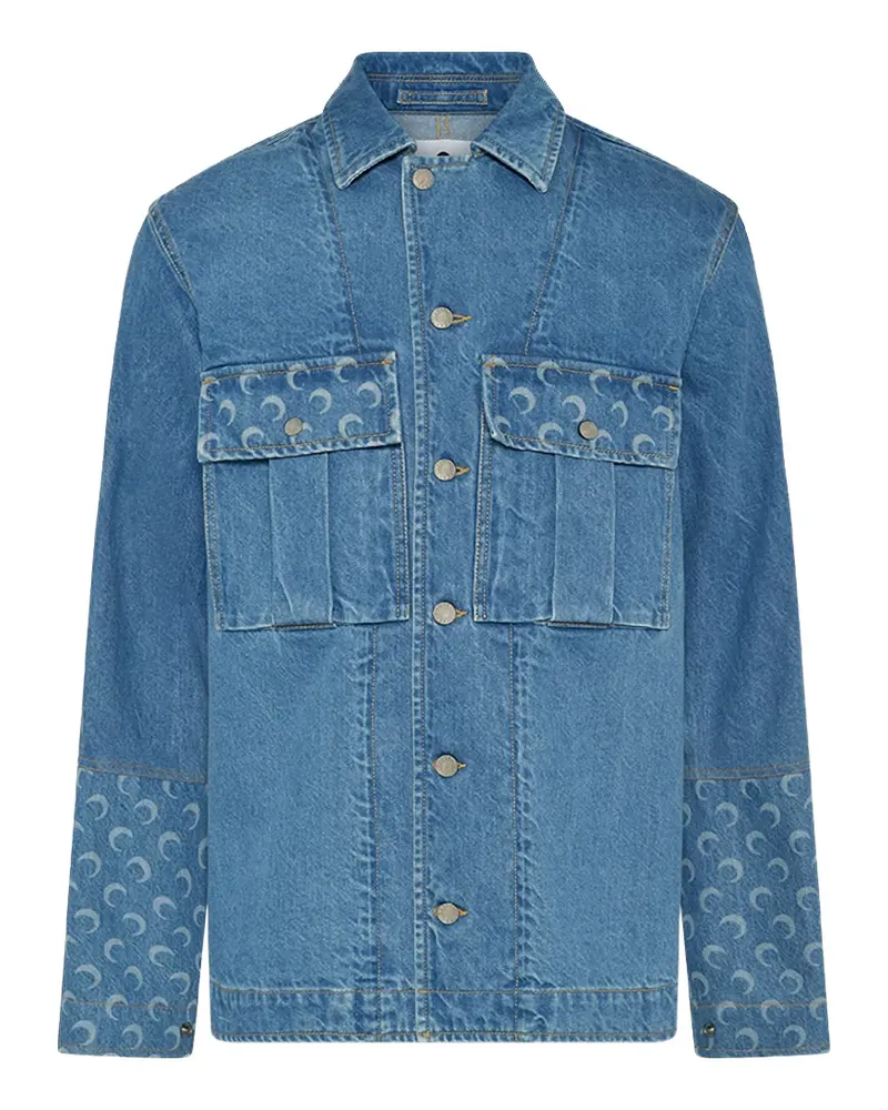 Marine Serre Jeansjacke mit Moon-Print - Blau Blau