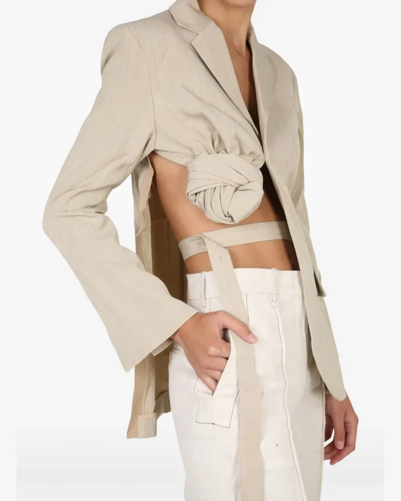 Jacquemus Baccala knotted jacket - Nude Nude