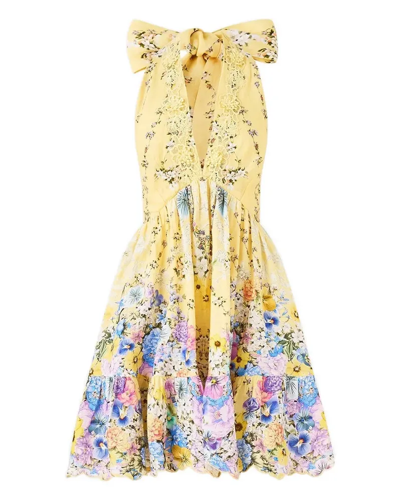 Camilla ruffle-hem mini dress - Gelb Gelb