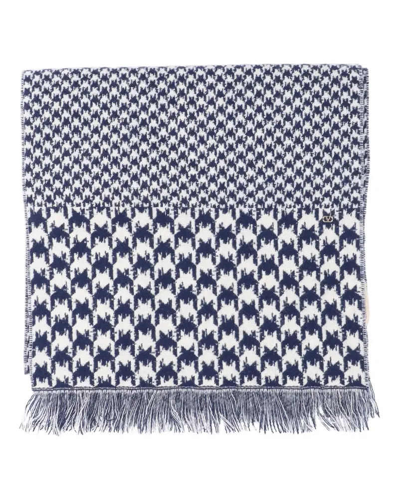 Valentino Garavani Fransenschal mit Hahnentrittmuster - Blau Blau