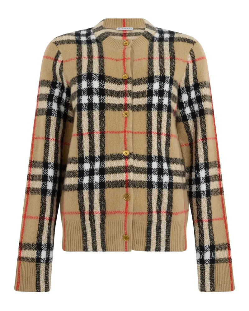 Burberry check cashmere cardigan - Nude Nude