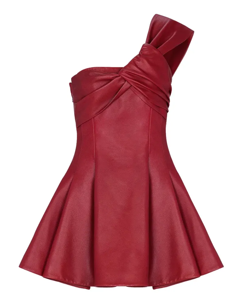 Balmain One-Shoulder-Kleid aus Glattleder - Rot Rot