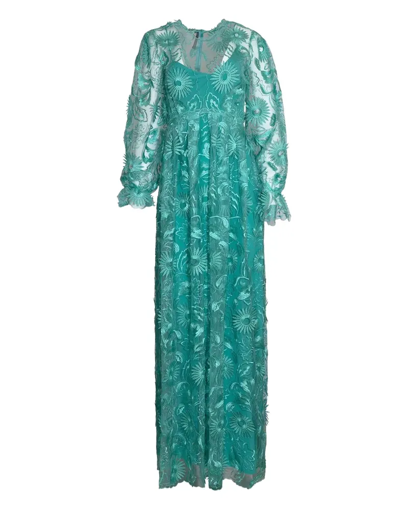 Alberta Ferretti embroidered tulle maxi dress - Grün Grün