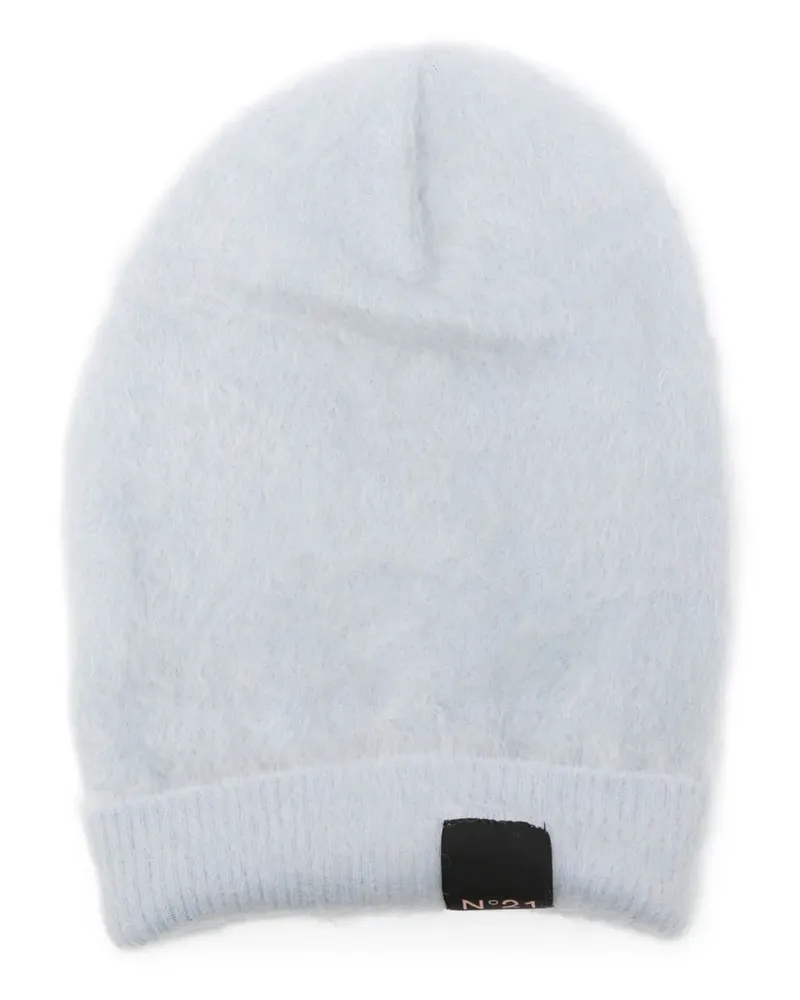 N° 21 Beanie mit Logo-Etikett - Blau Blau