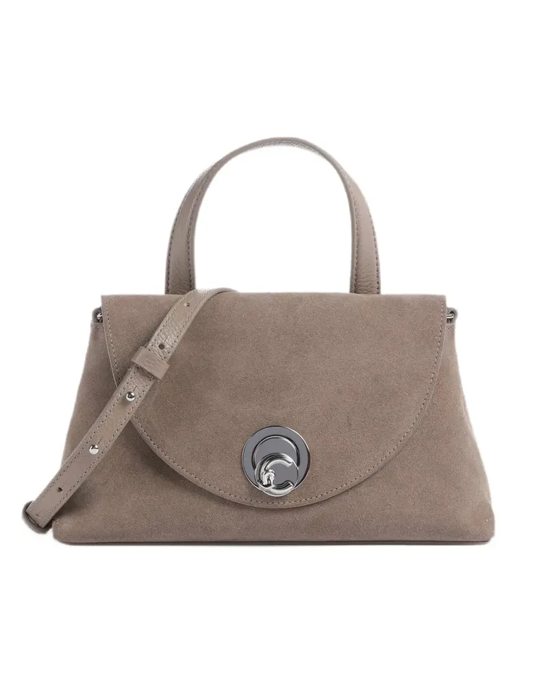 Coccinelle small Nikla suede leather tote bag - Nude Nude