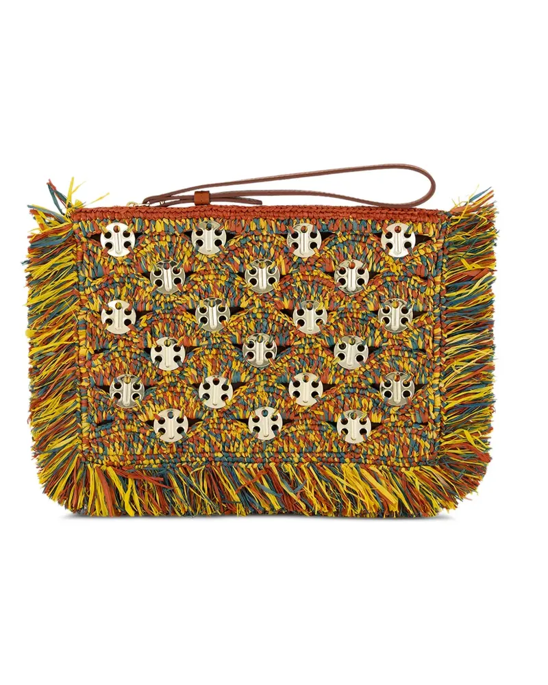 Paco Rabanne Clutch mit Fransen und Medaillon - Orange Orange