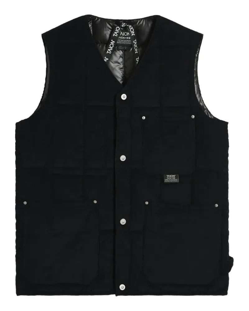 TAION Work quilted V-neck vest - Schwarz Schwarz