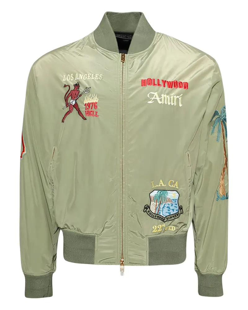 Amiri Bestickte Bomberjacke mit Reißverschluss - Grün Grün