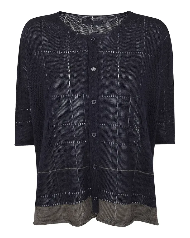 Yohji Yamamoto grid button cardigan - Blau Blau