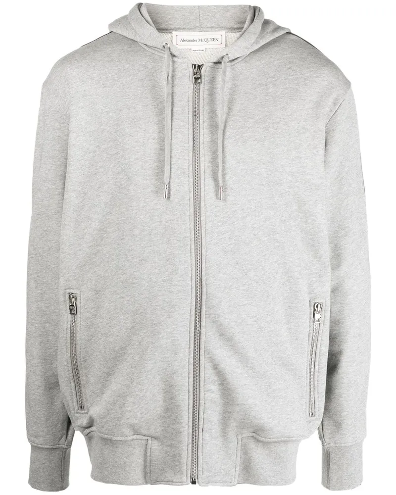 Alexander McQueen Kapuzenjacke mit Logo-Streifen - Grau Grau